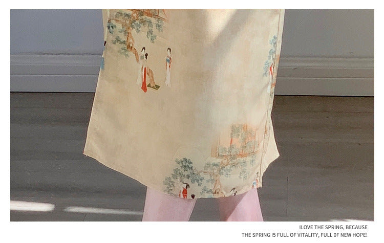 New Chinese style ancient style Hanfu suit for girls, young style, national style buckle top and skirt two-piece set for summer