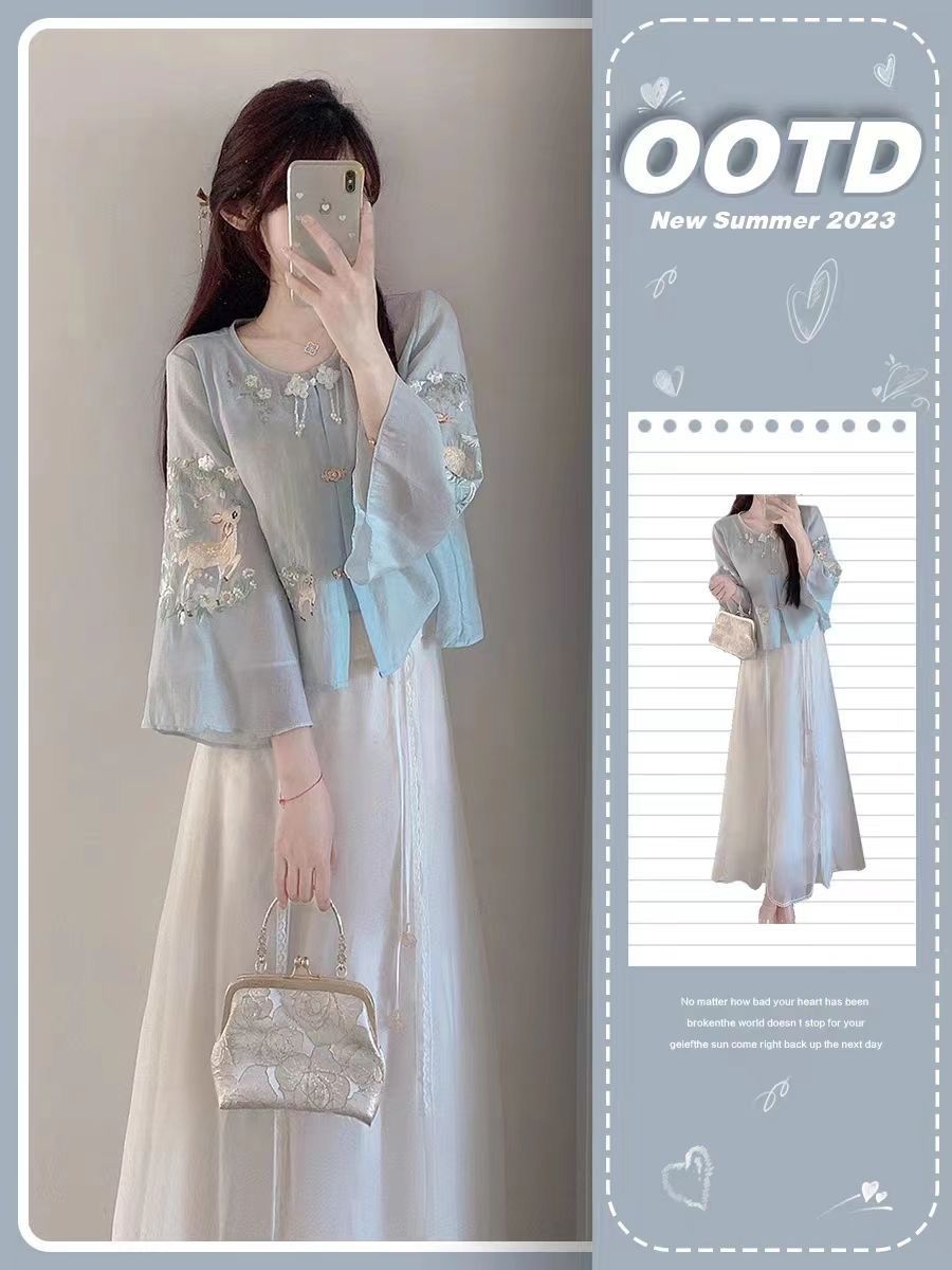 Chinese new hanfu tea suite-upper clothes
